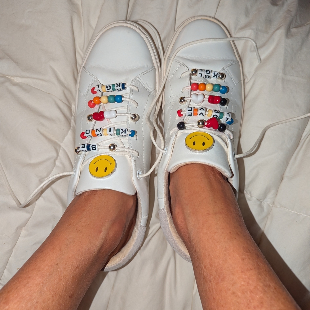🤩Kurt Geiger White Sneakers with Colorful Beads